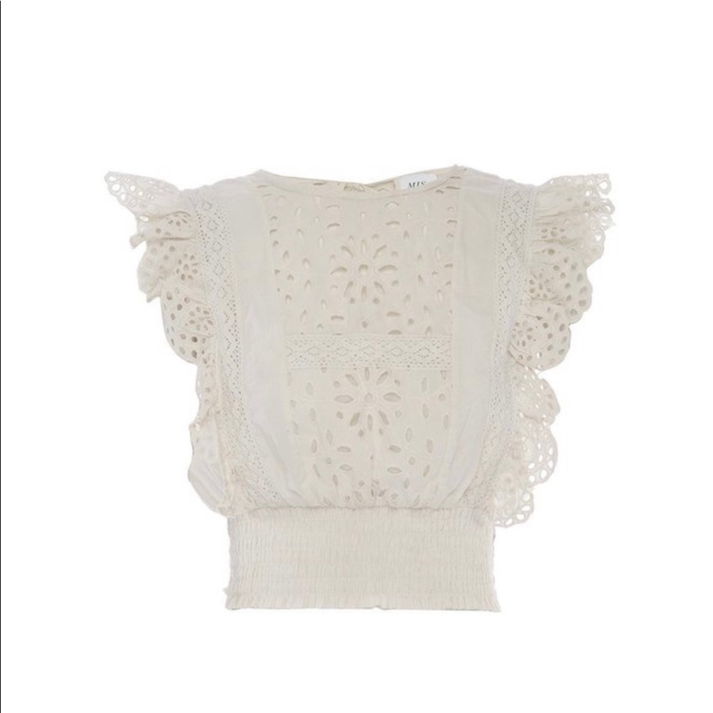 MISA Calina Ivory Eyelet Top. Sz M